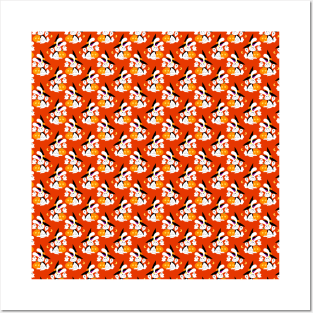 Halloween Witch Bunny Pattern Posters and Art